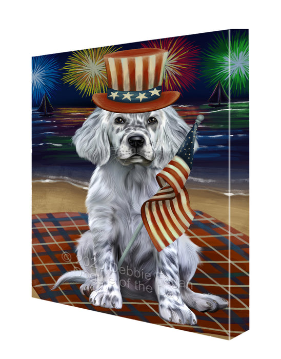 4th of July Independence Day Firework English Setter Dog Canvas Wall Art - Premium Quality Ready to Hang Room Decor Wall Art Canvas - Unique Animal Printed Digital Painting for Decoration CVS109