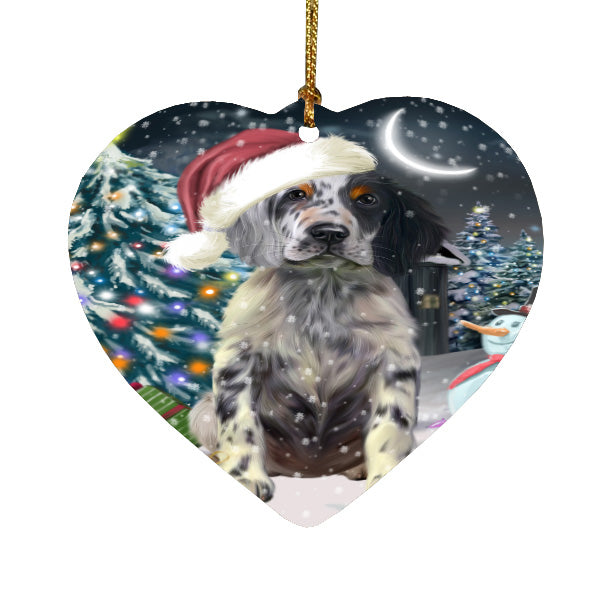 Christmas Holly Jolly English Setter Dog Heart Christmas Ornament HPORA59215