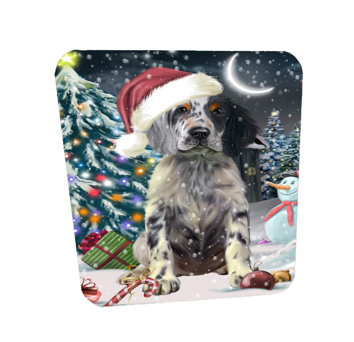 Christmas Holly Jolly English Setter Dog Coasters Set of 4 CSTA58454