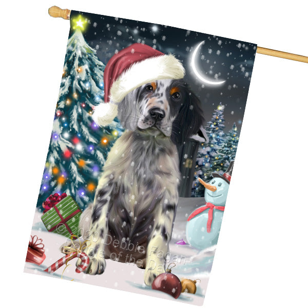 Christmas Holly Jolly English Setter Dog House Flag Outdoor Decorative Double Sided Pet Portrait Weather Resistant Premium Quality Animal Printed Home Decorative Flags 100% Polyester FLG69328