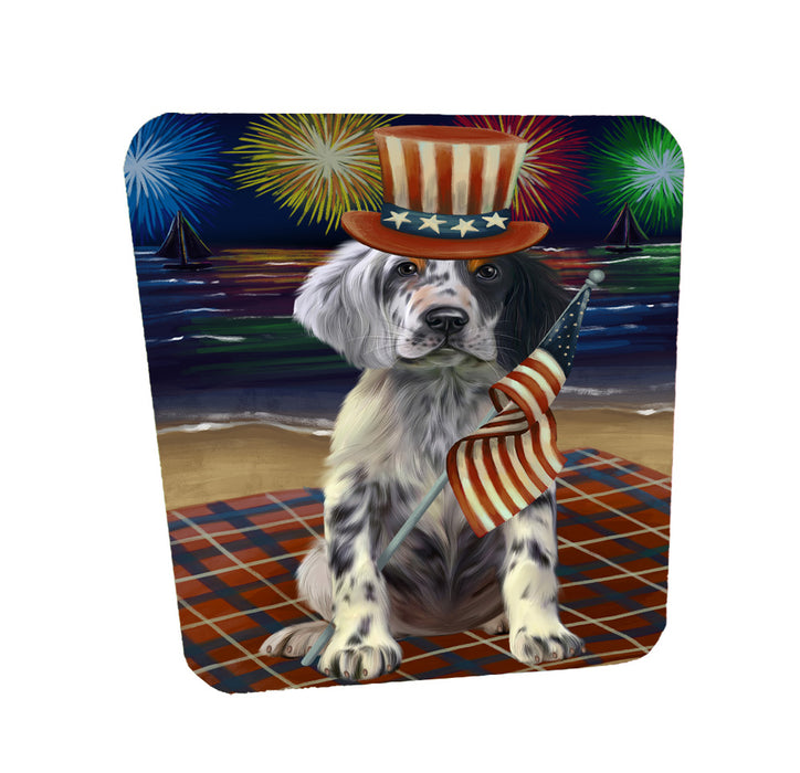 4th of July Independence Day Firework English Setter Dog Coasters Set of 4 CSTA58064
