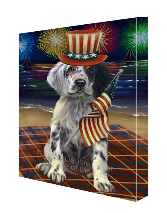 4th of July Independence Day Firework English Setter Dog Canvas Wall Art - Premium Quality Ready to Hang Room Decor Wall Art Canvas - Unique Animal Printed Digital Painting for Decoration CVS110