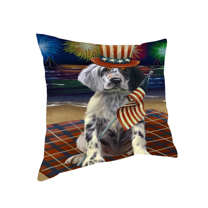 4th of July Independence Day Firework English Setter Dog Pillow with Top Quality High-Resolution Images - Ultra Soft Pet Pillows for Sleeping - Reversible & Comfort - Ideal Gift for Dog Lover - Cushion for Sofa Couch Bed - 100% Polyester, PILA91462