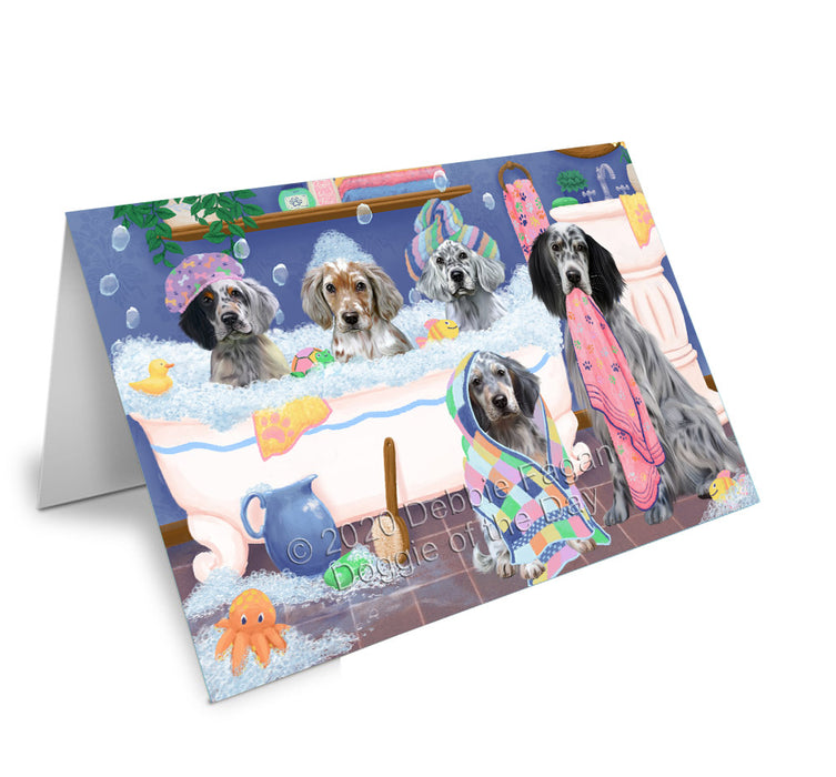 Rub a Dub Dogs in a Tub English Setter Dogs Handmade Artwork Assorted Pets Greeting Cards and Note Cards with Envelopes for All Occasions and Holiday Seasons