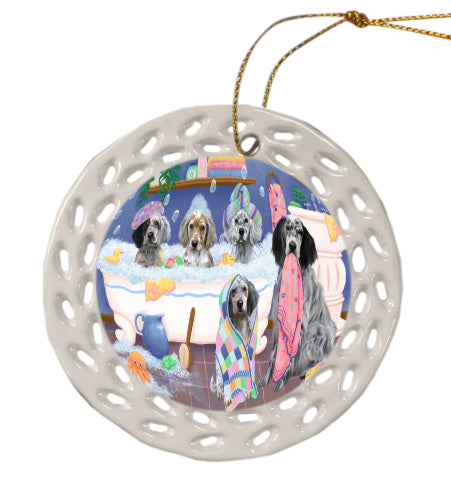 Rub a Dub Dogs in a Tub English Setter Dogs Doily Ornament DPOR58698