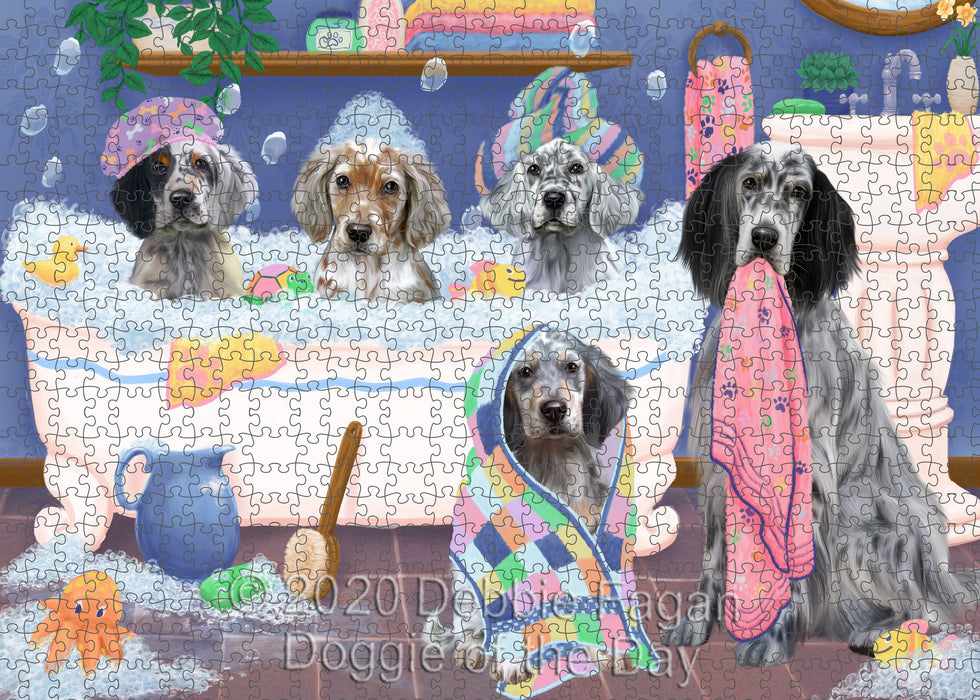 Rub a Dub Dogs in a Tub English Setter Dogs Portrait Jigsaw Puzzle for Adults Animal Interlocking Puzzle Game Unique Gift for Dog Lover's with Metal Tin Box