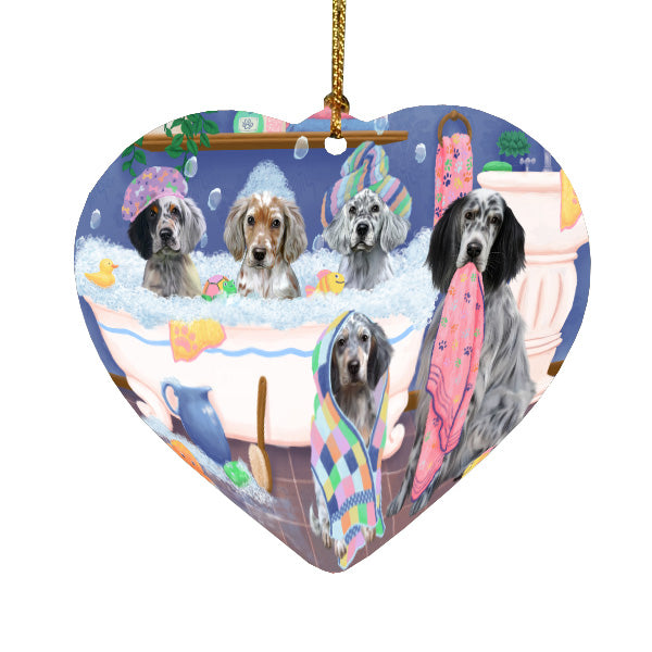 Rub a Dub Dogs in a Tub English Setter Dogs Heart Christmas Ornament HPORA59047