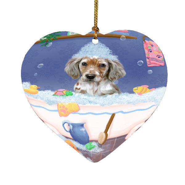 Rub a Dub Dogs in a Tub English Setter Dog Heart Christmas Ornament HPORA59057