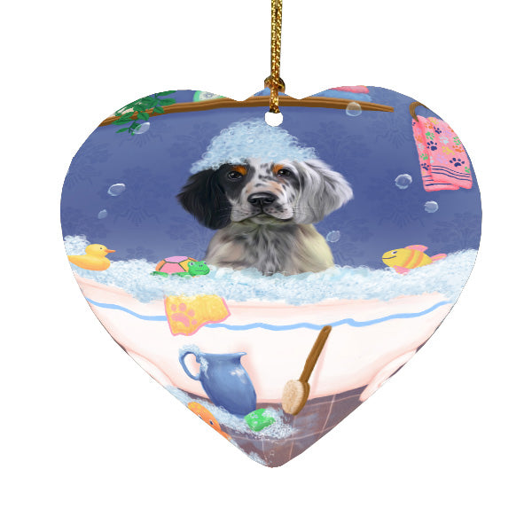 Rub a Dub Dogs in a Tub English Setter Dog Heart Christmas Ornament HPORA59058