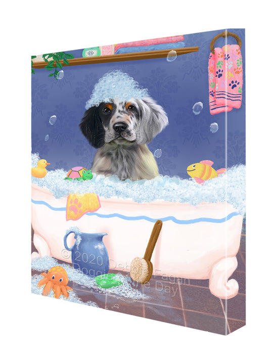 Rub a Dub Dogs in a Tub English Setter Dog Canvas Wall Art - Premium Quality Ready to Hang Room Decor Wall Art Canvas - Unique Animal Printed Digital Painting for Decoration CVS311
