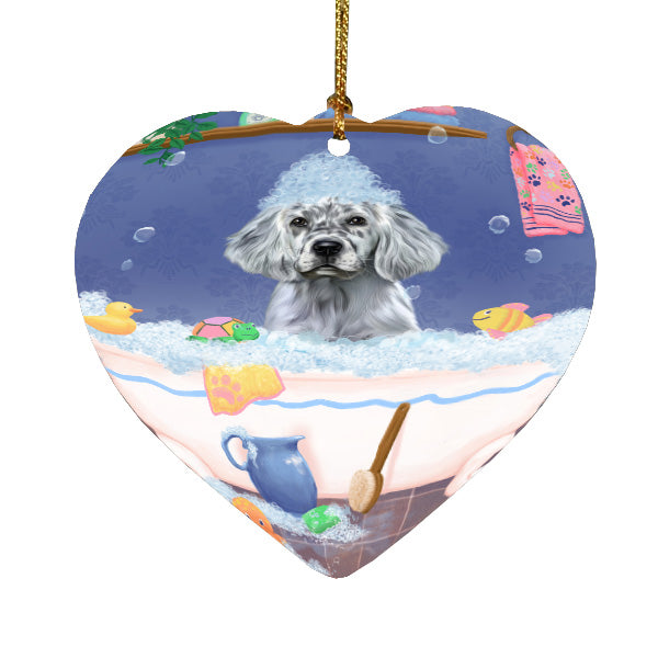 Rub a Dub Dogs in a Tub English Setter Dog Heart Christmas Ornament HPORA59059
