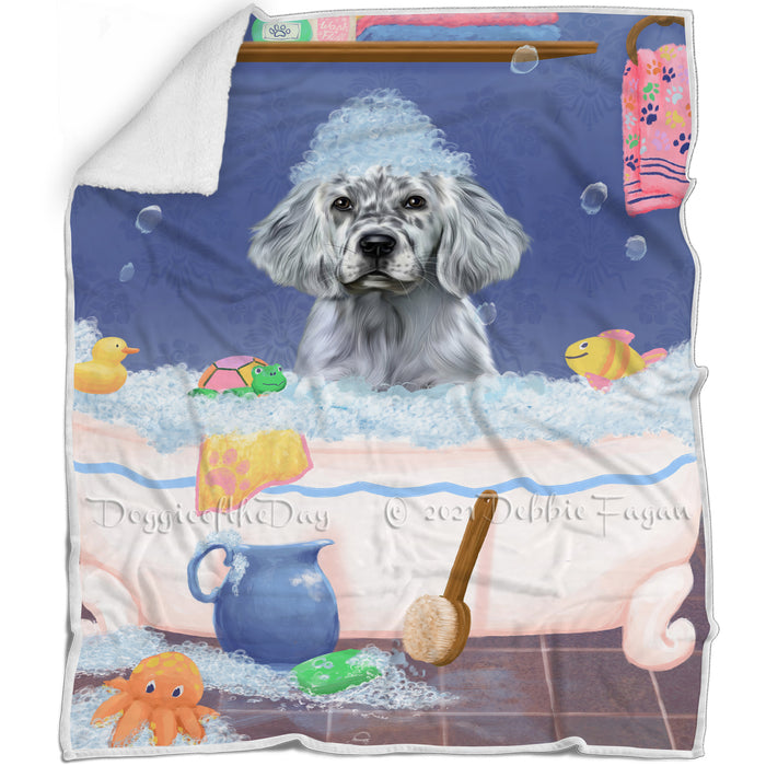 Rub A Dub Dog In A Tub English Setter Dog Blanket BLNKT143069