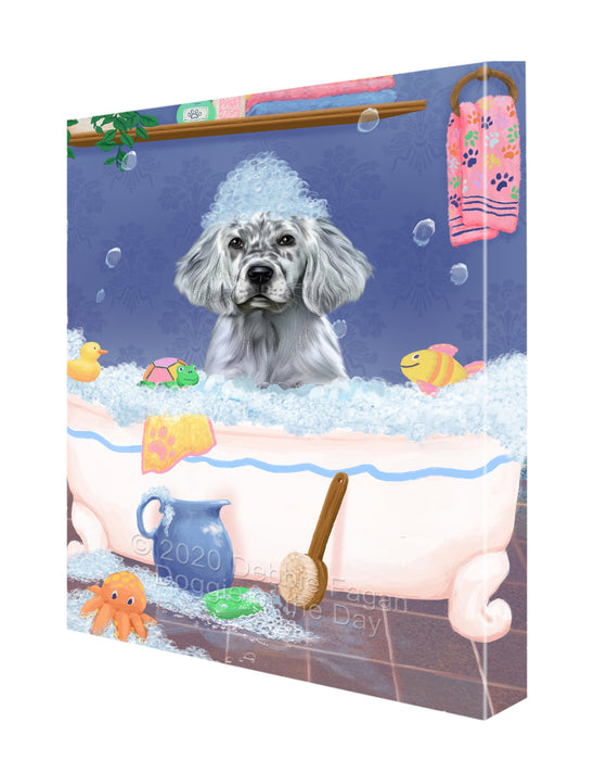 Rub a Dub Dogs in a Tub English Setter Dog Canvas Wall Art - Premium Quality Ready to Hang Room Decor Wall Art Canvas - Unique Animal Printed Digital Painting for Decoration CVS312