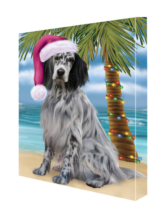 Christmas Summertime Island Tropical Beach English Setter Dog Canvas Wall Art - Premium Quality Ready to Hang Room Decor Wall Art Canvas - Unique Animal Printed Digital Painting for Decoration CVS405