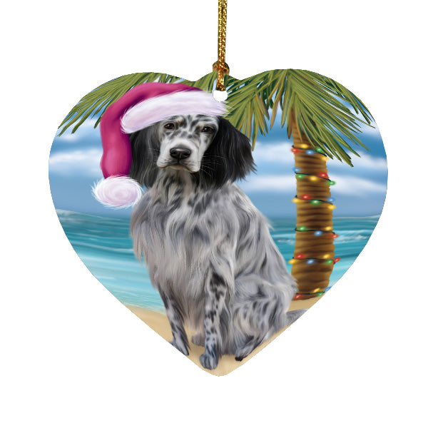 Christmas Summertime Island Tropical Beach English Setter Dog Heart Christmas Ornament HPORA59176