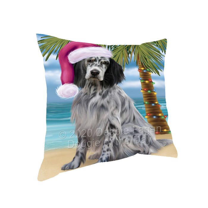 Christmas Summertime Island Tropical Beach English Setter Dog Pillow with Top Quality High-Resolution Images - Ultra Soft Pet Pillows for Sleeping - Reversible & Comfort - Ideal Gift for Dog Lover - Cushion for Sofa Couch Bed - 100% Polyester, PILA92776