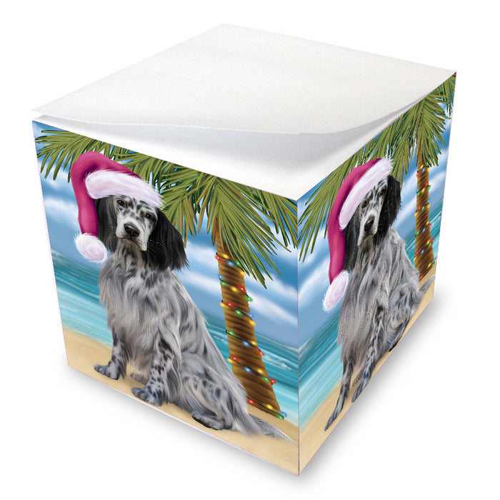 Christmas Summertime Island Tropical Beach English Setter Dog Note Cube NOC-DOTD-A57456