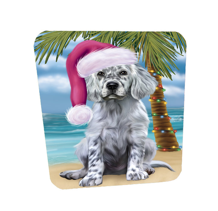 Christmas Summertime Island Tropical Beach English Setter Dog Coasters Set of 4 CSTA58418