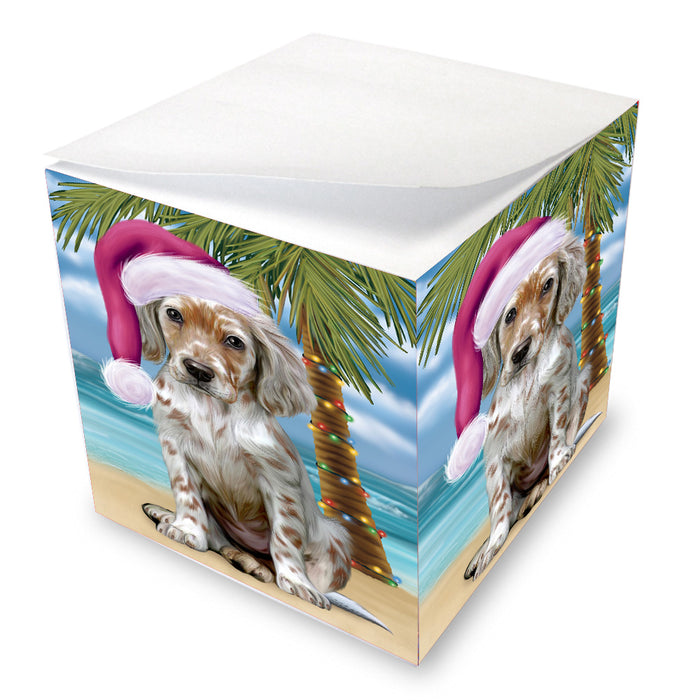 Christmas Summertime Island Tropical Beach English Setter Dog Note Cube NOC-DOTD-A57457