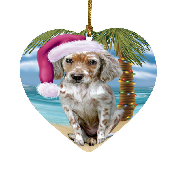 Christmas Summertime Island Tropical Beach English Setter Dog Heart Christmas Ornament HPORA59177