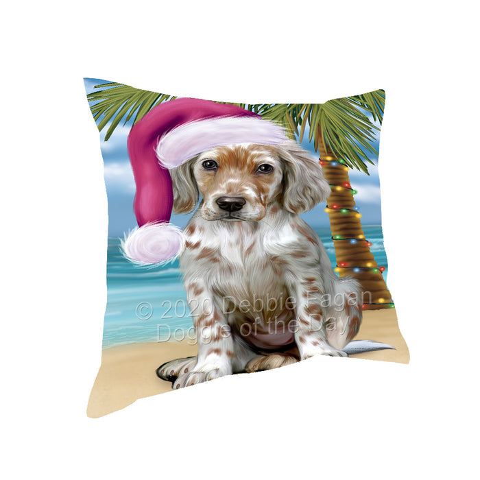 Christmas Summertime Island Tropical Beach English Setter Dog Pillow with Top Quality High-Resolution Images - Ultra Soft Pet Pillows for Sleeping - Reversible & Comfort - Ideal Gift for Dog Lover - Cushion for Sofa Couch Bed - 100% Polyester, PILA92779