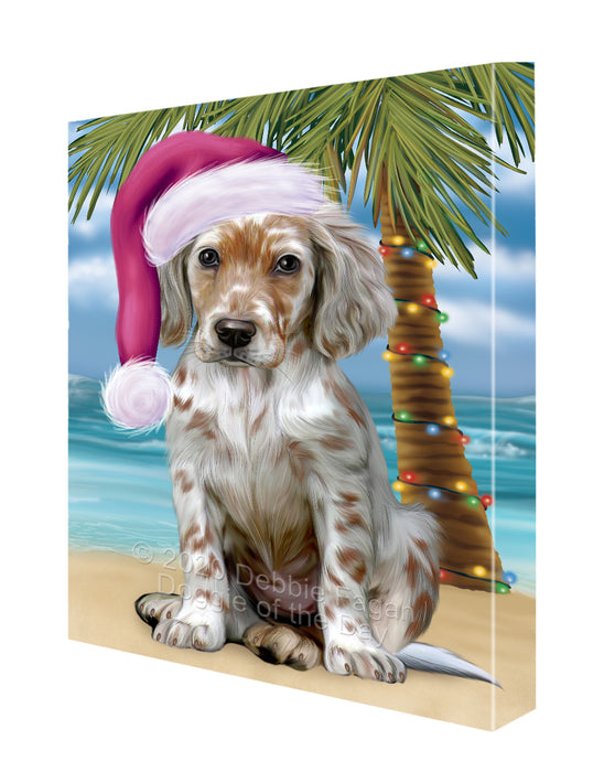 Christmas Summertime Island Tropical Beach English Setter Dog Canvas Wall Art - Premium Quality Ready to Hang Room Decor Wall Art Canvas - Unique Animal Printed Digital Painting for Decoration CVS406