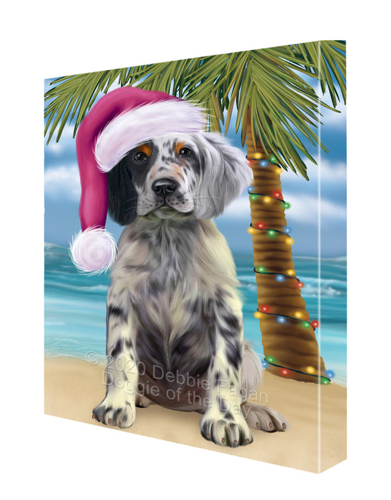 Christmas Summertime Island Tropical Beach English Setter Dog Canvas Wall Art - Premium Quality Ready to Hang Room Decor Wall Art Canvas - Unique Animal Printed Digital Painting for Decoration CVS407