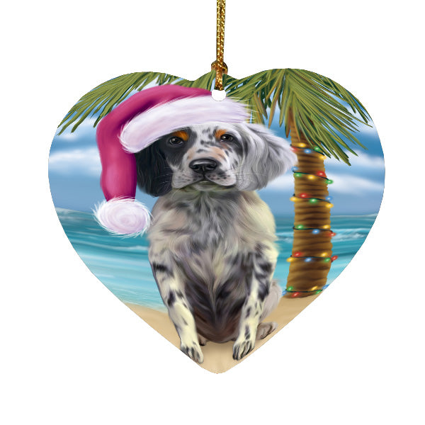 Christmas Summertime Island Tropical Beach English Setter Dog Heart Christmas Ornament HPORA59178