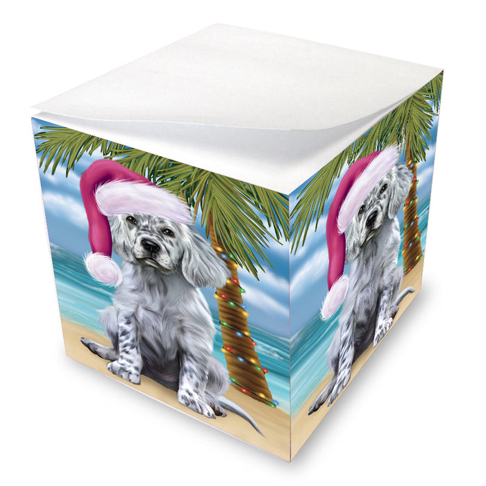 Christmas Summertime Island Tropical Beach English Setter Dog Note Cube NOC-DOTD-A57459