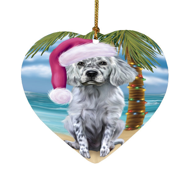 Christmas Summertime Island Tropical Beach English Setter Dog Heart Christmas Ornament HPORA59179