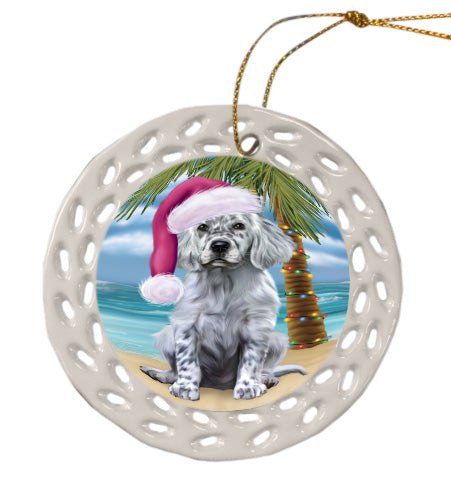 Christmas Summertime Island Tropical Beach English Setter Dog Doily Ornament DPOR58830