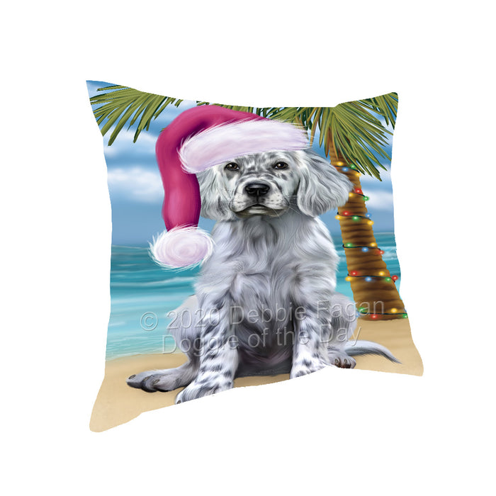Christmas Summertime Island Tropical Beach English Setter Dog Pillow with Top Quality High-Resolution Images - Ultra Soft Pet Pillows for Sleeping - Reversible & Comfort - Ideal Gift for Dog Lover - Cushion for Sofa Couch Bed - 100% Polyester, PILA92785