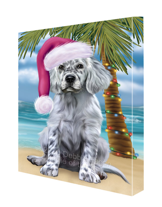Christmas Summertime Island Tropical Beach English Setter Dog Canvas Wall Art - Premium Quality Ready to Hang Room Decor Wall Art Canvas - Unique Animal Printed Digital Painting for Decoration CVS408