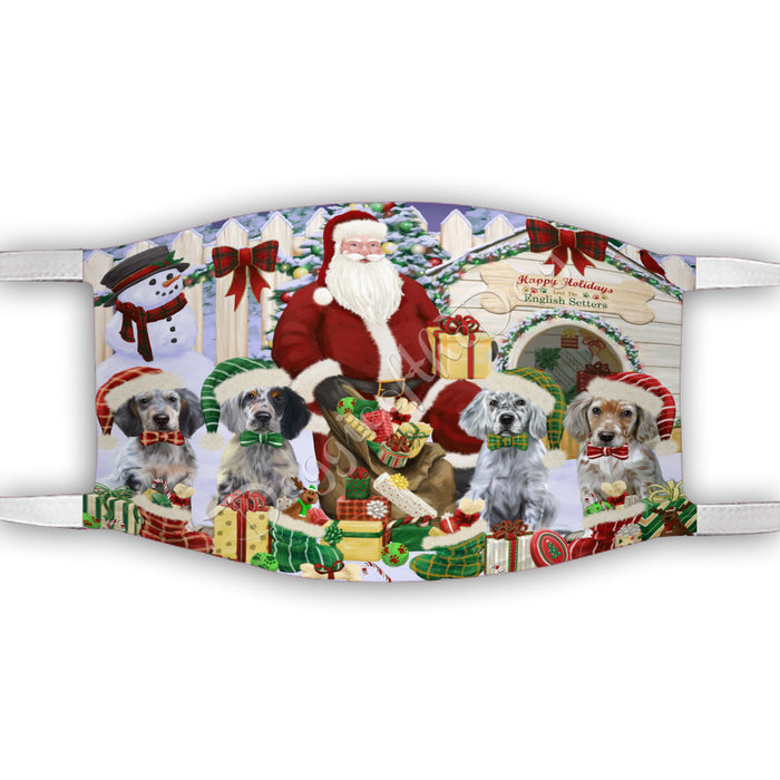 Happy Holidays Christmas English Setter Dogs House Gathering Face Mask FM48246