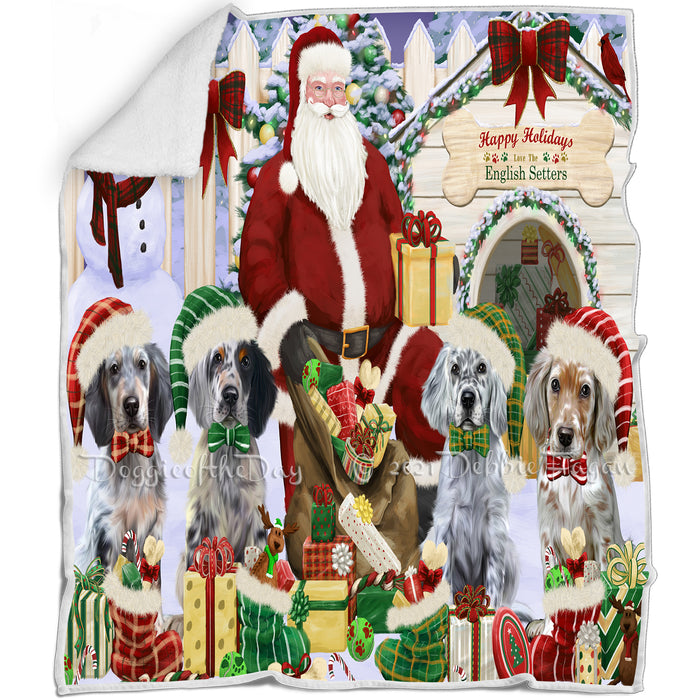 Christmas English Setter Dogs House Gathering  Blanket BLNKT142081