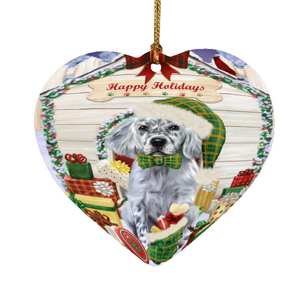 Christmas House with Presents English Setter Dog Heart Christmas Ornament HPORA59130