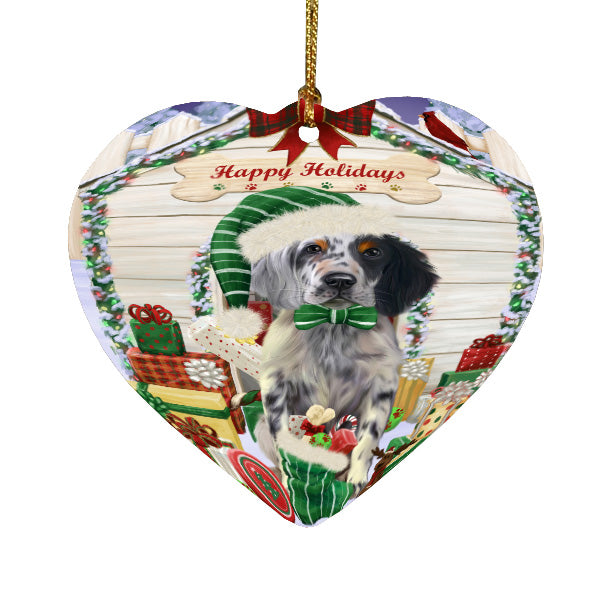 Christmas House with Presents English Setter Dog Heart Christmas Ornament HPORA59131