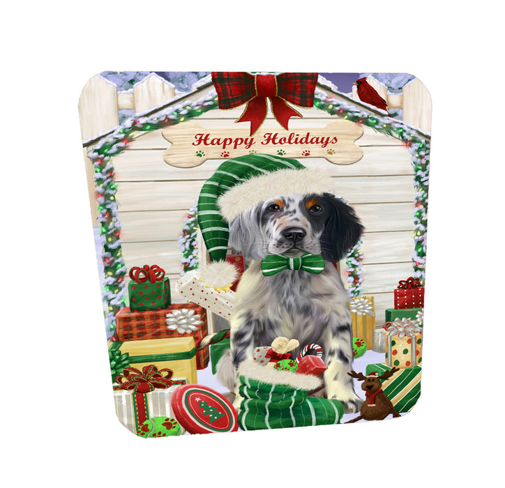 Christmas House with Presents English Setter Dog Coasters Set of 4 CSTA58370