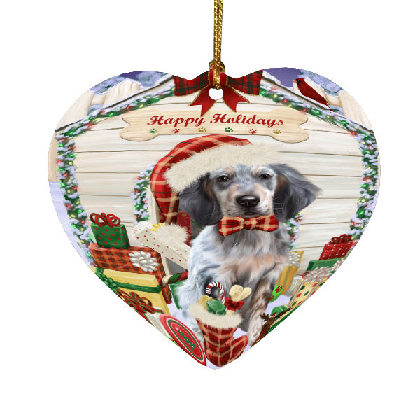 Christmas House with Presents English Setter Dog Heart Christmas Ornament HPORA59132