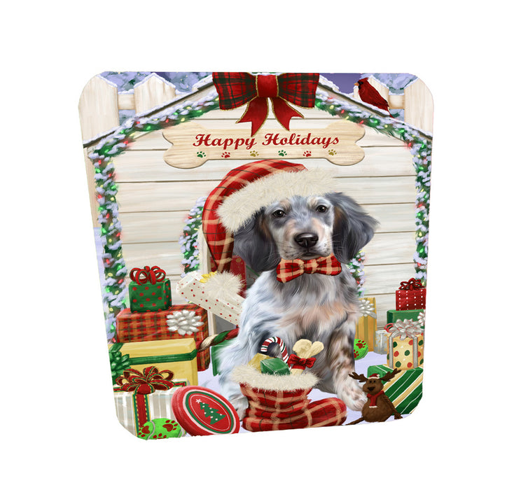 Christmas House with Presents English Setter Dog Coasters Set of 4 CSTA58371