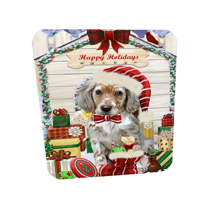 Christmas House with Presents English Setter Dog Coasters Set of 4 CSTA58372