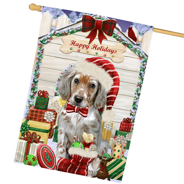 Christmas House with Presents English Setter Dog House Flag Outdoor Decorative Double Sided Pet Portrait Weather Resistant Premium Quality Animal Printed Home Decorative Flags 100% Polyester FLG69214