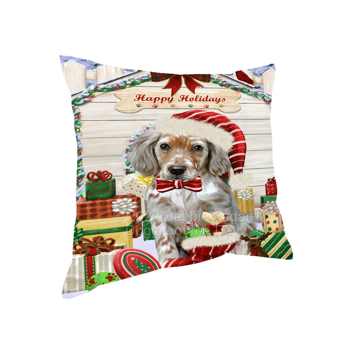 Christmas House with Presents English Setter Dog Pillow with Top Quality High-Resolution Images - Ultra Soft Pet Pillows for Sleeping - Reversible & Comfort - Ideal Gift for Dog Lover - Cushion for Sofa Couch Bed - 100% Polyester, PILA92551