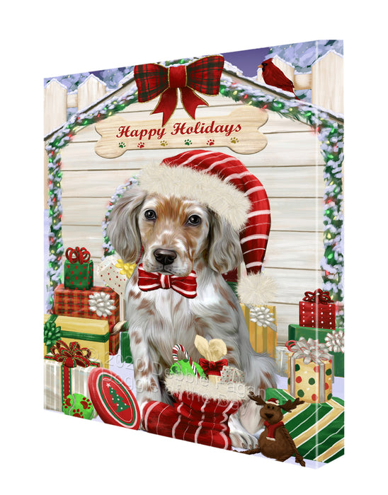 Christmas House with Presents English Setter Dog Canvas Wall Art - Premium Quality Ready to Hang Room Decor Wall Art Canvas - Unique Animal Printed Digital Painting for Decoration CVS354