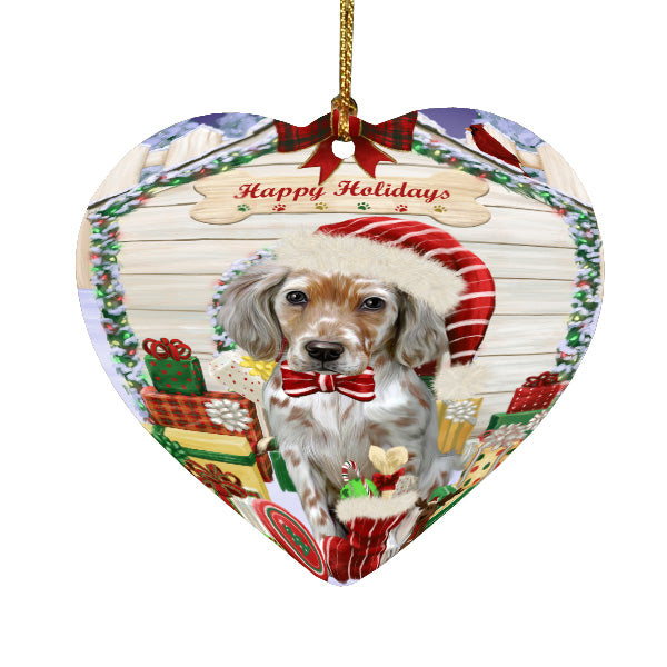 Christmas House with Presents English Setter Dog Heart Christmas Ornament HPORA59133