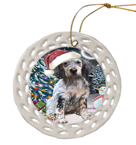 Christmas Holly Jolly English Setter Dog Doily Ornament DPOR58854