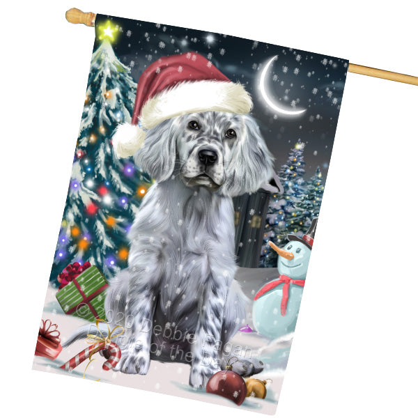 Christmas Holly Jolly English Setter Dog House Flag Outdoor Decorative Double Sided Pet Portrait Weather Resistant Premium Quality Animal Printed Home Decorative Flags 100% Polyester FLG69329