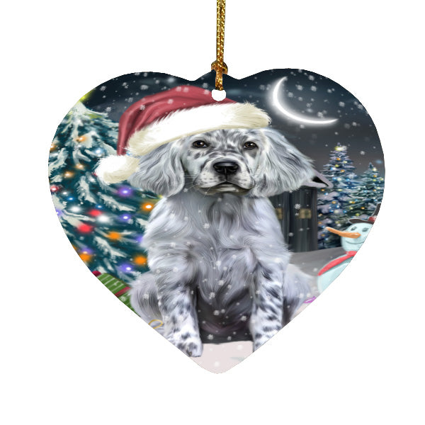 Christmas Holly Jolly English Setter Dog Heart Christmas Ornament HPORA59216