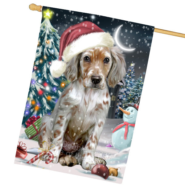 Christmas Holly Jolly English Setter Dog House Flag Outdoor Decorative Double Sided Pet Portrait Weather Resistant Premium Quality Animal Printed Home Decorative Flags 100% Polyester FLG69330