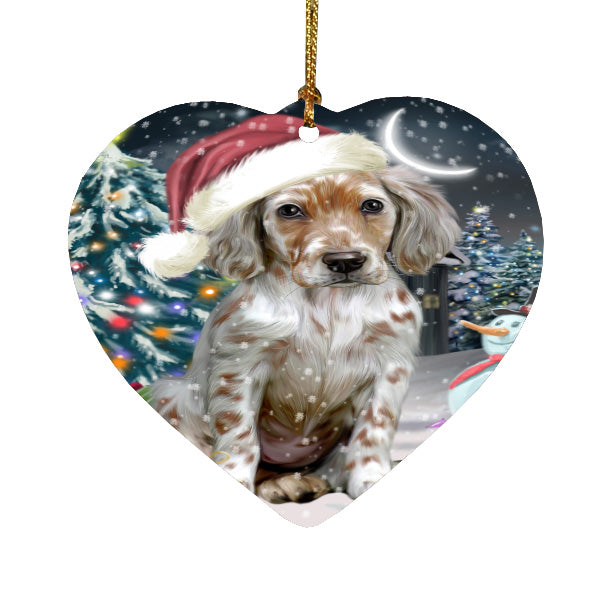 Christmas Holly Jolly English Setter Dog Heart Christmas Ornament HPORA59217